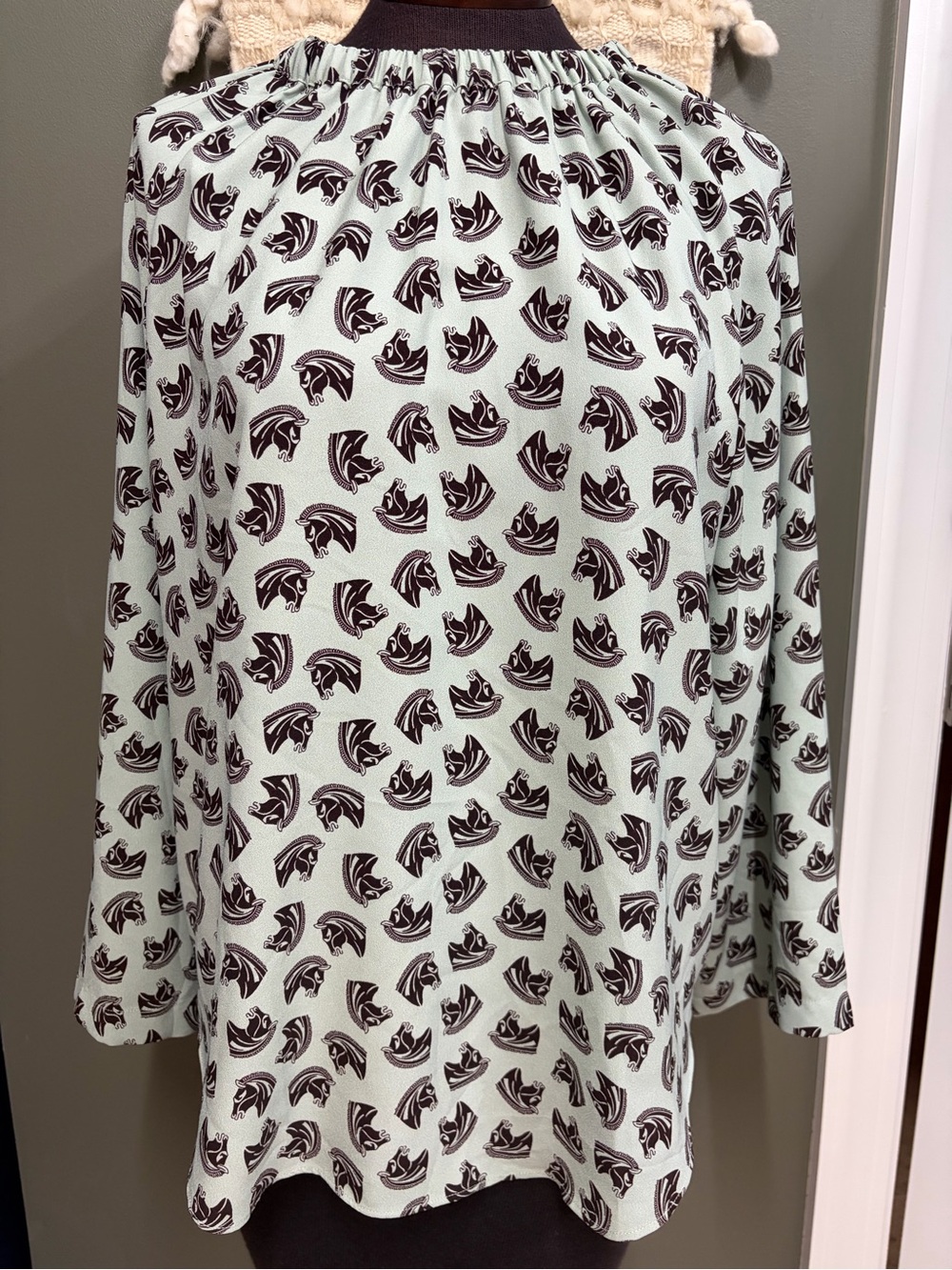 Ann Taylor Mint Green Top with Horse Motif